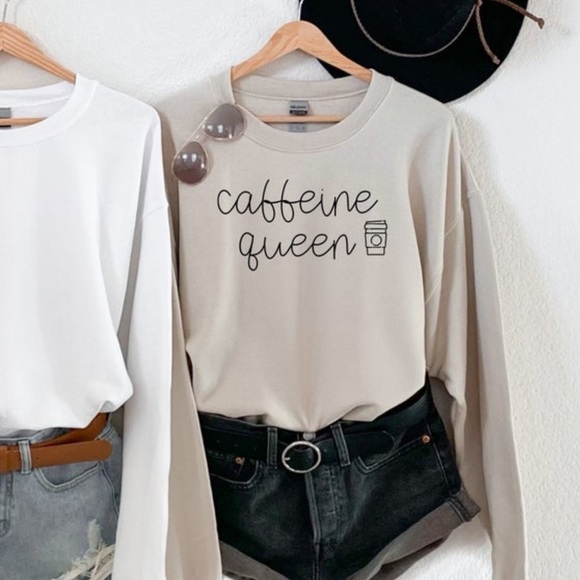 Caffeine Queen Sweatshirt | Coffee Sweatshirt - Picture 1 of 2